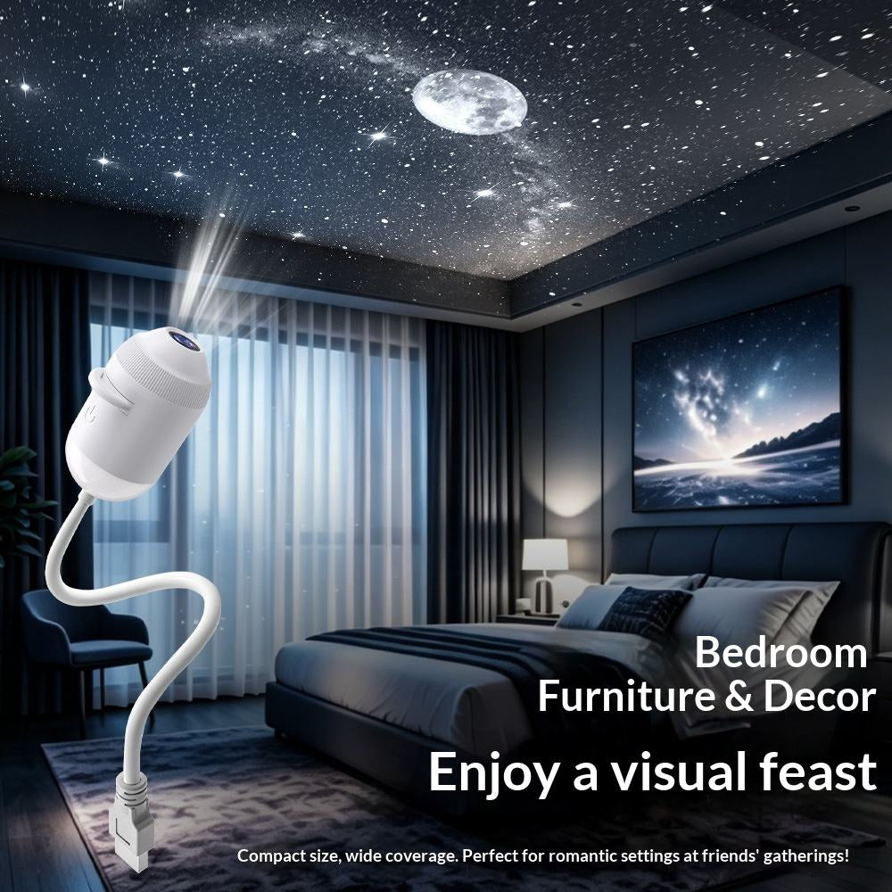Cosmo Glow Star Projector Night Lamp with Warm Glow, USB Powered Galaxy Light, Adjustable Focus & Brightness, Flexible Neck (3 Projection Films Included)