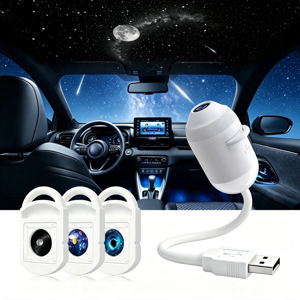 Cosmo Glow Star Projector Night Lamp with Warm Glow, USB Powered Galaxy Light, Adjustable Focus & Brightness, Flexible Neck (3 Projection Films Included)